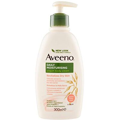 Aveeno Daily Mosturising Crème pour le corps hydratant au yaourt, crème pour le corps parfumée au miel et abricot, crème hydratante pour le corps peau sèche à l'avoine et le yaourt grec, 300 ml Aveeno Daily Mosturising Crème pour le corps hydratant au yaourt, crème pour le corps parfumée au miel et abricot, crème hydratante pour le corps peau sèche à l'avoine et le yaourt grec, 300 ml