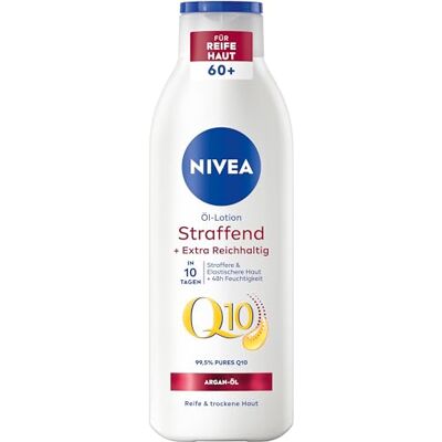 NIVEA Q10 Lotion à l'huile raffermissante pour le corps, nourrissante à l'huile d'argan naturelle et Q10 pure à 99,5%, crème raffermissante pour le corps pour peaux matures et sèches (250 ml) NIVEA Q10 Lotion à l'huile raffermissante pour le corps, nourrissante à l'huile d'argan naturelle et Q10 pure à 99,5%, crème raffermissante pour le corps pour peaux matures et sèches (250 ml)