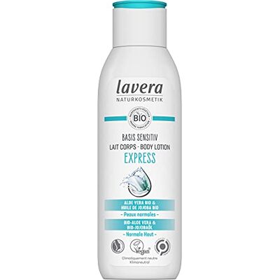 lavera basis sensitiv Lait Corps Express Cosmétiques naturels vegan Aloe Vera bio & Huile de Jojoba bio certifié 250ml lavera basis sensitiv Lait Corps Express Cosmétiques naturels vegan Aloe Vera bio & Huile de Jojoba bio certifié 250ml