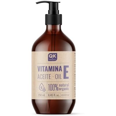 QKnatur Huile de vitamine E 250 ml Naturelle Antioxydante et anti-âge pour le visage, la peau, les cheveux et les ongles QKnatur Huile de vitamine E 250 ml Naturelle Antioxydante et anti-âge pour le visage, la peau, les cheveux et les ongles