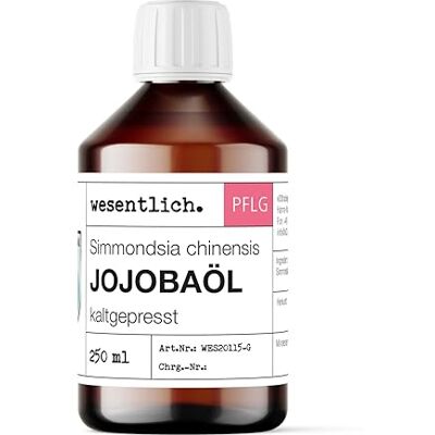 wesentlich. Huile de jojoba pressée à froid 250 ml Huile de jojoba 100 % pure Pour la peau et les cheveux, le visage et les ongles 250 ml wesentlich. Huile de jojoba pressée à froid 250 ml Huile de jojoba 100 % pure Pour la peau et les cheveux, le visage et les ongles 250 ml