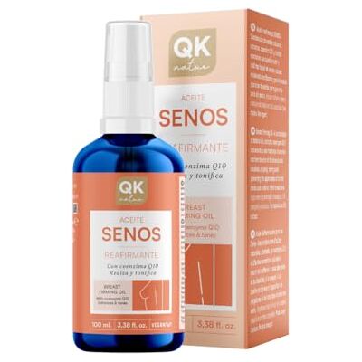 QKnatur Huile raffermissante pour les seins (100 ml). Rehausse et tonifie les seins. Huile pour le décolleté et la poitrine avec Coenzyme Q10. Mélange d'huiles de rose musquée, d'avocat et de jojoba QKnatur Huile raffermissante pour les seins (100 ml). Rehausse et tonifie les seins. Huile pour le décolleté et la poitrine avec Coenzyme Q10. Mélange d'huiles de rose musquée, d'avocat et de jojoba
