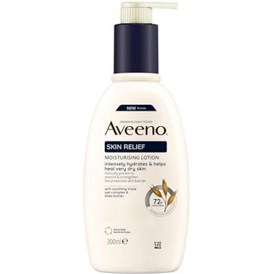 Aveeno Skin Relief Crème Nourrissante Sans Parfum, Crème Hydratante pour Corps 72h avec Triple Complexe Avoine et Beurre de Karité, Crème Hydratante Peau sèche et sensible, 300 ml Aveeno Skin Relief Crème Nourrissante Sans Parfum, Crème Hydratante pour Corps 72h avec Triple Complexe Avoine et Beurre de Karité, Crème Hydratante Peau sèche et sensible, 300 ml