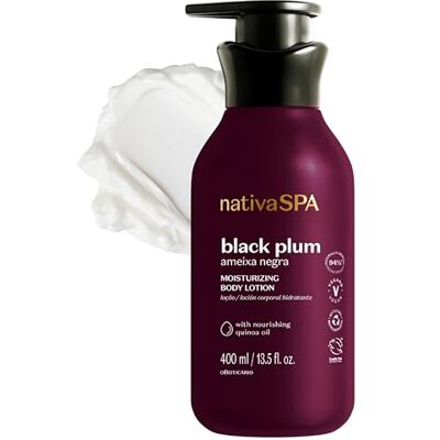 O Boticário Nativa SPA Prune noire Lotion pour le corps 400 ml Hydratant Parfumé Végétalien Crème d'hydratation profonde au quinoa Nutrition intense Peau douce et rajeunie O Boticário Nativa SPA Prune noire Lotion pour le corps 400 ml Hydratant Parfumé Végétalien Crème d'hydratation profonde au quinoa Nutrition intense Peau douce et rajeunie