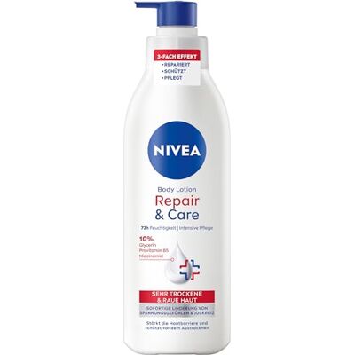 NIVEA Lotion pour le corps Repair & Care Crème pour le corps pour peaux très sèches et pour soulager les sensations de tension, lotion corporelle avec glycérine, niacinamide et provitamine B5t (250 ml NIVEA Lotion pour le corps Repair & Care Crème pour le corps pour peaux très sèches et pour soulager les sensations de tension, lotion corporelle avec glycérine, niacinamide et provitamine B5t (250 ml