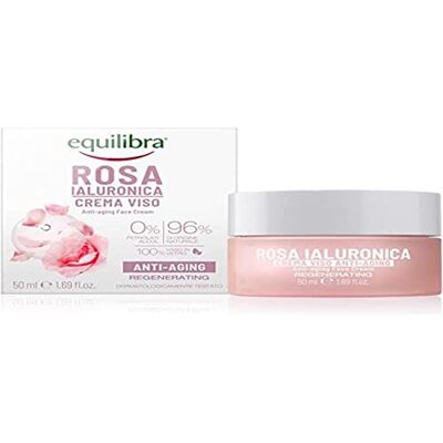 Equilibra Visage Rose Hyaluronique Crème Visage Anti Aging À Base D'extrait De Rose Damas Et Acide Hyaluronique, Hydratant Et Lissage, Absorption Rapide, Non Grain, Blanc, 50 ml, Paquet de 1 Equilibra Visage Rose Hyaluronique Crème Visage Anti Aging À Base D'extrait De Rose Damas Et Acide Hyaluronique, Hydratant Et Lissage, Absorption Rapide, Non Grain, Blanc, 50 ml, Paquet de 1