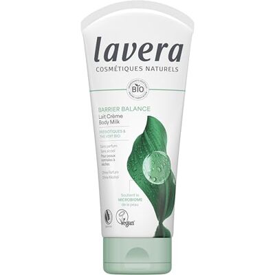 lavera Barrier Balance Lait Crème sans alcool sans parfum renforce la barrière cutanée hydratant prébiotique vegan cosmétique naturelle 200 ml lavera Barrier Balance Lait Crème sans alcool sans parfum renforce la barrière cutanée hydratant prébiotique vegan cosmétique naturelle 200 ml
