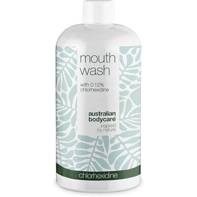 Australian Bodycare Rinçage buccal à la chlorhexidine et à l'huile d'arbre à thé, 500 ml, nourrit et soulage les problèmes de gencives douloureux et saignants, pour une hygiène buccale saine sans mauvaise haleine, Australian Bodycare Rinçage buccal à la chlorhexidine et à l'huile d'arbre à thé, 500 ml, nourrit et soulage les problèmes de gencives douloureux et saignants, pour une hygiène buccale saine sans mauvaise haleine,