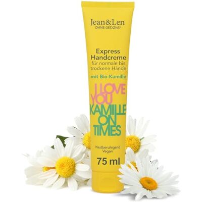 Jean & Len Crème pour les mains I Love You Kamilleon Times Pour mains normales à sèches Hydrate 24 h Pénètre rapidement Soin des mains végétalien Sans paraben ni silicone 75 ml Jean & Len Crème pour les mains I Love You Kamilleon Times Pour mains normales à sèches Hydrate 24 h Pénètre rapidement Soin des mains végétalien Sans paraben ni silicone 75 ml