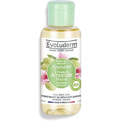 Evoluderm Huile de Beauté à l'Huile d'Amande Douce Huile Végétale Visage, Corps, Cheveux 100 ml 99,8% d’Origine Naturelle Végan Fabrication Française Evoluderm Huile de Beauté à l'Huile d'Amande Douce Huile Végétale Visage, Corps, Cheveux 100 ml 99,8% d’Origine Naturelle Végan Fabrication Française