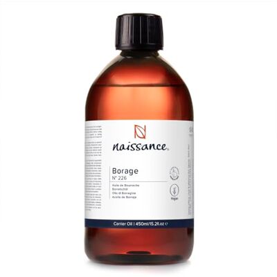 Naissance Huile de Bourrache (No. 226) 450ml Naturellement Riche en Acide Gamma-Linolénique pour Peau, Visage, Corps, Cheveux, Massage Naissance Huile de Bourrache (No. 226) 450ml Naturellement Riche en Acide Gamma-Linolénique pour Peau, Visage, Corps, Cheveux, Massage