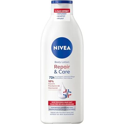 NIVEA Lotion pour le corps Repair & Care Crème pour le corps pour peaux très sèches et pour soulager les sensations de tension, lotion corporelle avec glycérine, niacinamide et provitamine B5 (400 ml) NIVEA Lotion pour le corps Repair & Care Crème pour le corps pour peaux très sèches et pour soulager les sensations de tension, lotion corporelle avec glycérine, niacinamide et provitamine B5 (400 ml)