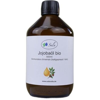 SALA Huile de jojoba pressée à froid bio Bouteille en verre 500 ml SALA Huile de jojoba pressée à froid bio Bouteille en verre 500 ml