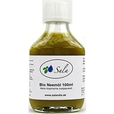 SALA Huile de neem bio pressée à froid 100 ml NH Bouteille en verre SALA Huile de neem bio pressée à froid 100 ml NH Bouteille en verre
