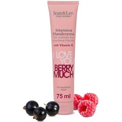 Jean & Len Crème pour les mains I Love You Berry Much, mains normales à sèches, hydrate les mains, pénètre rapidement, soin des mains végétalien, sans parabènes ni silicones, 75 ml Jean & Len Crème pour les mains I Love You Berry Much, mains normales à sèches, hydrate les mains, pénètre rapidement, soin des mains végétalien, sans parabènes ni silicones, 75 ml