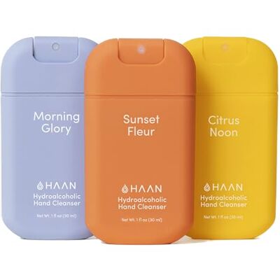 HAAN Spray nettoyant hydratant pour les mains à l’Aloe Vera (Lot de 3), 1 de chaque parfum : Bright Rose + Morning Glory + Wood Night, 30 ml (Sunset Fleur + Morning Glory + Citrus Noon) HAAN Spray nettoyant hydratant pour les mains à l’Aloe Vera (Lot de 3), 1 de chaque parfum : Bright Rose + Morning Glory + Wood Night, 30 ml (Sunset Fleur + Morning Glory + Citrus Noon)