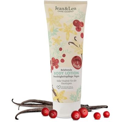 Jean & Len Body Lotion Cranberry & Vanilla Texture légère, absorbe rapidement, convient à tous les types de peau, formulation au pH idéal, sans parabène ni silicone, végétalien, 250 ml Jean & Len Body Lotion Cranberry & Vanilla Texture légère, absorbe rapidement, convient à tous les types de peau, formulation au pH idéal, sans parabène ni silicone, végétalien, 250 ml