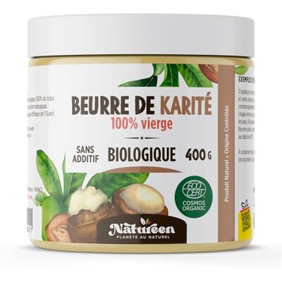 Planète au Naturel Beurre de Karité Bio 400 g certifié bio biologique sans additifs Non raffiné -100% végétal cheveux corps visage pur Végan Planète au Naturel Beurre de Karité Bio 400 g certifié bio biologique sans additifs Non raffiné -100% végétal cheveux corps visage pur Végan