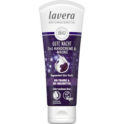 lavera Gute Nacht Crème et masque 2 en 1 pour les mains Cosmétique naturel certifié Végétalien Raisin et beurre de karité bio 75 ml lavera Gute Nacht Crème et masque 2 en 1 pour les mains Cosmétique naturel certifié Végétalien Raisin et beurre de karité bio 75 ml