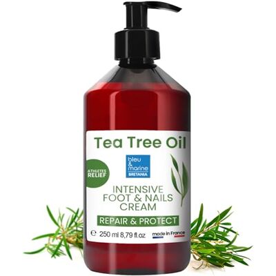 bleu & marine Bretania Crème Réparatrice Pieds et Mains à l'Huile d'Arbre à Thé, Déodorant Pieds, Réducteur Transpiration, Fortifiant d'Ongles, Élimine les Taches Jaunes, Hydratante et Apaisante 250 ml bleu & marine Bretania Crème Réparatrice Pieds et Mains à l'Huile d'Arbre à Thé, Déodorant Pieds, Réducteur Transpiration, Fortifiant d'Ongles, Élimine les Taches Jaunes, Hydratante et Apaisante 250 ml