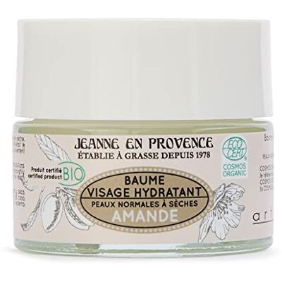Jeanne En Provence Baume Hydratant Visage BIO Hydrate, Nourrit & Protège Parfum Amande 99% d'Ingrédients d'Origine Naturelle Peau sèche Fabriqué en France à Grasse 50 ml Jeanne En Provence Baume Hydratant Visage BIO Hydrate, Nourrit & Protège Parfum Amande 99% d'Ingrédients d'Origine Naturelle Peau sèche Fabriqué en France à Grasse 50 ml