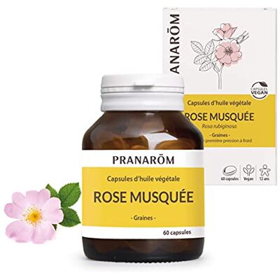 Capsules d'huile de Rose Musquée Pranarôm - Végétaliennes - 60 capsules Capsules d'huile de Rose Musquée Pranarôm - Végétaliennes - 60 capsules
