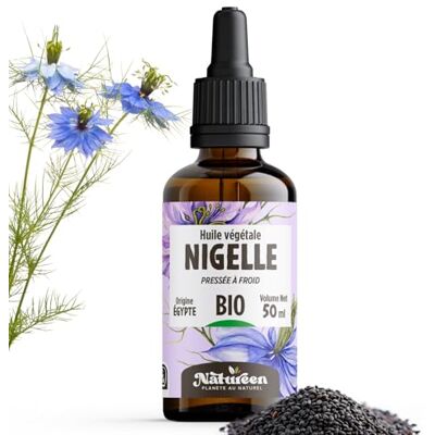 Planète au Naturel Huile de NIGELLE Bio 50 ml Natureen Pure, Naturelle et Pressée à froid Alimentaire Cheveux, Corps, Ongles Planète au Naturel Huile de NIGELLE Bio 50 ml Natureen Pure, Naturelle et Pressée à froid Alimentaire Cheveux, Corps, Ongles