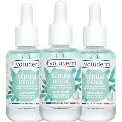 Evoluderm – Sérum Détox aux Algues Marines et Acide Hyaluronique 30 ml 98% d’Origine Naturelle Végan Fabrication Française Lot de 3 x 30 ml Evoluderm – Sérum Détox aux Algues Marines et Acide Hyaluronique 30 ml 98% d’Origine Naturelle Végan Fabrication Française Lot de 3 x 30 ml