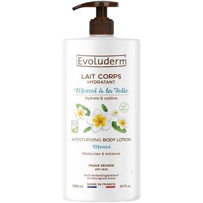 Evoluderm Lait Corps Hydratant Monoï à la Folie 1000 ml Ingrédients d'Origine Naturelle Végan Fabrication Française Evoluderm Lait Corps Hydratant Monoï à la Folie 1000 ml Ingrédients d'Origine Naturelle Végan Fabrication Française