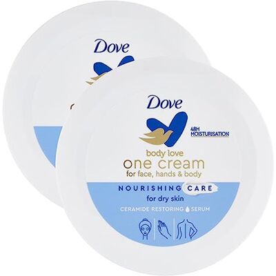 Dove One Cream Crème nourrissante pour le visage, les mains et le corps, pour peaux sèches, absorption rapide, hydratation pour 48 h – 2 bocaux de 250 ml Dove One Cream Crème nourrissante pour le visage, les mains et le corps, pour peaux sèches, absorption rapide, hydratation pour 48 h – 2 bocaux de 250 ml