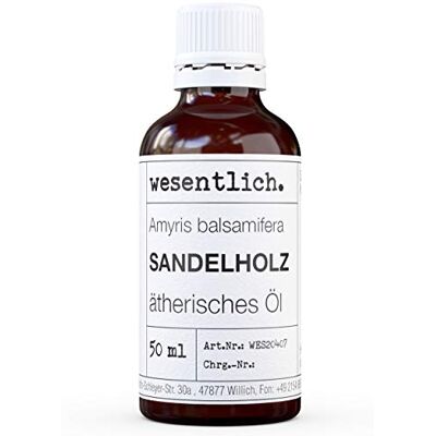 wesentlich. Huile essentielle de bois de santal (Amyris Balsamifera) 100 % pure (flacon en verre) entre autres pour lampe parfumée et diffuseur (50 ml) wesentlich. Huile essentielle de bois de santal (Amyris Balsamifera) 100 % pure (flacon en verre) entre autres pour lampe parfumée et diffuseur (50 ml)