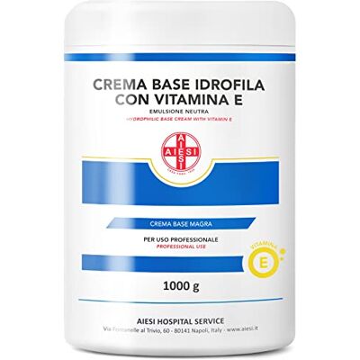 AIESI ® Crème Base hydrophile avec vitamine E (1 Kg), Crème hydratante restructurante pour visage et corps idéale pour peau sèche, Usage pharmaceutique, cosmétique et dermatologique, Made in Italy AIESI ® Crème Base hydrophile avec vitamine E (1 Kg), Crème hydratante restructurante pour visage et corps idéale pour peau sèche, Usage pharmaceutique, cosmétique et dermatologique, Made in Italy