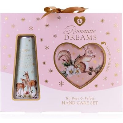 accentra ROMANTIC DREAMS Set mains en coffret 60 ml crème mains & ongles et chauffe-mains, cadeau femme Noël, parfum rose thé & velours, rose/or accentra ROMANTIC DREAMS Set mains en coffret 60 ml crème mains & ongles et chauffe-mains, cadeau femme Noël, parfum rose thé & velours, rose/or