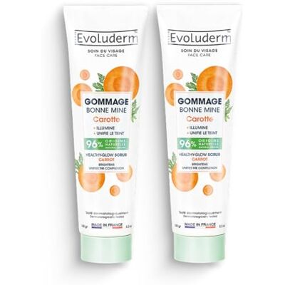 Evoluderm – Gommage Bonne Mine Carotte – 150 ml – 94% d’Ingrédients d’Origine Naturelle – Végan – Fabrication Française Lot de 2 x 150 ml Evoluderm – Gommage Bonne Mine Carotte – 150 ml – 94% d’Ingrédients d’Origine Naturelle – Végan – Fabrication Française Lot de 2 x 150 ml