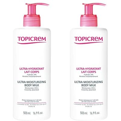 Topicrem Ultra Hydratant Lait Corps Hydrate 48h, Relipide, Protège la Peau Texture Onctueuse, Odeur Délicate Crème Hydratante pour Peaux Sensibles Fabrication Française 2x500 ml Topicrem Ultra Hydratant Lait Corps Hydrate 48h, Relipide, Protège la Peau Texture Onctueuse, Odeur Délicate Crème Hydratante pour Peaux Sensibles Fabrication Française 2x500 ml
