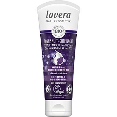 lavera Bonne Nuit Crème et Masque Mains 2-en-1 Cosmétiques naturels végan certifié raisin bio & beurre de karité bio 75ml lavera Bonne Nuit Crème et Masque Mains 2-en-1 Cosmétiques naturels végan certifié raisin bio & beurre de karité bio 75ml