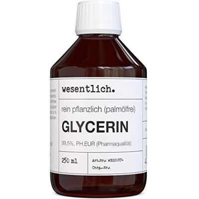 wesentlich. Glycérine 99,5 % (250 ml) de wesentlich, végétalien, sans huile de palme, liquide wesentlich. Glycérine 99,5 % (250 ml) de wesentlich, végétalien, sans huile de palme, liquide