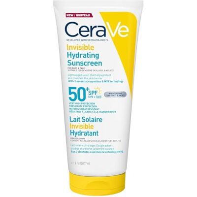 CeraVe Lotion protectrice invisible hydratante SPF 50+, avec 3 céramides essentiels, convient pour le corps, le visage et tous les types de peau, 177 ml CeraVe Lotion protectrice invisible hydratante SPF 50+, avec 3 céramides essentiels, convient pour le corps, le visage et tous les types de peau, 177 ml
