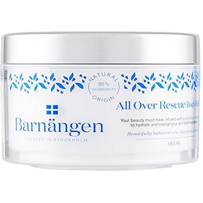 Barnängen , Baume corporel All Over Rescue, Crème corporelle hydratante et repulpante, rend la peau douce, traitement avec formule protectrice, eau de rose et cire d'abeille, 200 ml Barnängen , Baume corporel All Over Rescue, Crème corporelle hydratante et repulpante, rend la peau douce, traitement avec formule protectrice, eau de rose et cire d'abeille, 200 ml