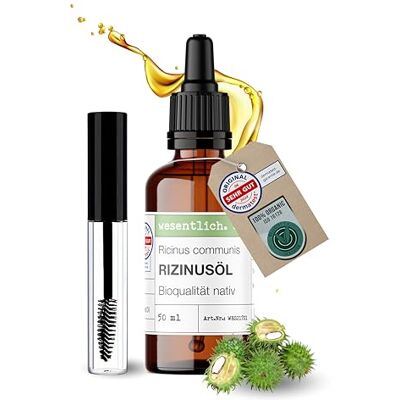 wesentlich. Huile de ricin bio 50 ml avec pipette Huile naturelle pour cils et cheveux Pressée à froid, végétalienne et pure Soin pour la peau et les ongles wesentlich. Huile de ricin bio 50 ml avec pipette Huile naturelle pour cils et cheveux Pressée à froid, végétalienne et pure Soin pour la peau et les ongles
