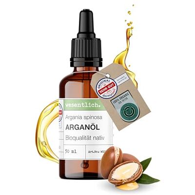 wesentlich. Huile d'argan bio 50 ml avec pipette Huile de soin pressée à froid pour cheveux, peau et visage Cosmétique naturel de qualité supérieure du Maroc wesentlich. Huile d'argan bio 50 ml avec pipette Huile de soin pressée à froid pour cheveux, peau et visage Cosmétique naturel de qualité supérieure du Maroc