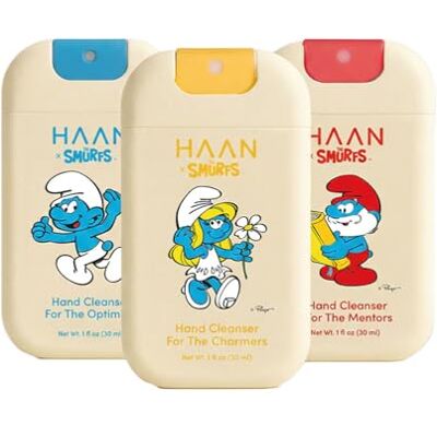 HAAN Schtroumpfs Edition Limitée Spray Hydratant pour les Mains à l'Aloe Vera (Pack de 3) 1 pièce par parfum : Morning Glory, Bright Rose, Purifying Verveine HAAN Schtroumpfs Edition Limitée Spray Hydratant pour les Mains à l'Aloe Vera (Pack de 3) 1 pièce par parfum : Morning Glory, Bright Rose, Purifying Verveine