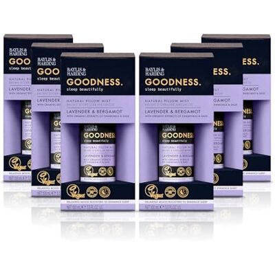 Baylis & Harding Goodness Sleep Lot de 6 brumes d'oreillers à la lavande et à la bergamote, 100 ml – Convient aux végétaliens Baylis & Harding Goodness Sleep Lot de 6 brumes d'oreillers à la lavande et à la bergamote, 100 ml – Convient aux végétaliens