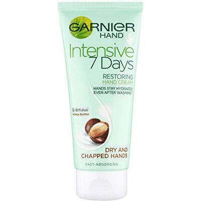 Garnier Crème intensive pour les mains au beurre de karité et à l'extrait probiotique 100 ml, ultra hydratante et réparatrice, pour les mains très sèches et gercées, absorption rapide et non grasse Garnier Crème intensive pour les mains au beurre de karité et à l'extrait probiotique 100 ml, ultra hydratante et réparatrice, pour les mains très sèches et gercées, absorption rapide et non grasse