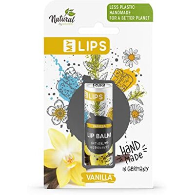 accentra Natural by Baume à lèvres fait à la main dans un tube en papier avec boîte cadeau, ingrédients naturels à l'huile d'amande, sans plastique, parfum vanille accentra Natural by Baume à lèvres fait à la main dans un tube en papier avec boîte cadeau, ingrédients naturels à l'huile d'amande, sans plastique, parfum vanille