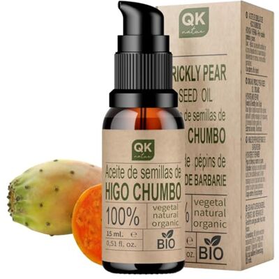QKnatur Huile de pépins de figue de barbarie 15 ml 100% pure et naturelle Pressée à froid Hydrate et rajeunit la peau Répare les cheveux Flacon en verre QKnatur Huile de pépins de figue de barbarie 15 ml 100% pure et naturelle Pressée à froid Hydrate et rajeunit la peau Répare les cheveux Flacon en verre