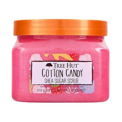 Tree Hut ZKMAGIC , Cotton Candy Shea Sugar Scrub, Gommage corporel au sucre naturel au beurre de karité et à l'essence de coton de sucre, exfolie et hydrate la peau, 510 grammes Tree Hut ZKMAGIC , Cotton Candy Shea Sugar Scrub, Gommage corporel au sucre naturel au beurre de karité et à l'essence de coton de sucre, exfolie et hydrate la peau, 510 grammes