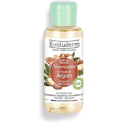 Evoluderm – Huile de Beauté Nourrissante à l’huile d’Argan – Huile Végétale Visage, Corps, Cheveux 100 ml – 99,8% d’Origine Naturelle – Végan – Fabrication Française Evoluderm – Huile de Beauté Nourrissante à l’huile d’Argan – Huile Végétale Visage, Corps, Cheveux 100 ml – 99,8% d’Origine Naturelle – Végan – Fabrication Française