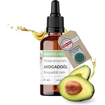 wesentlich. Huile d'avocat bio 50 ml avec pipette Soin riche pour peau sèche et cheveux cassants Pressée à froid et pure Pour le visage et le corps wesentlich. Huile d'avocat bio 50 ml avec pipette Soin riche pour peau sèche et cheveux cassants Pressée à froid et pure Pour le visage et le corps