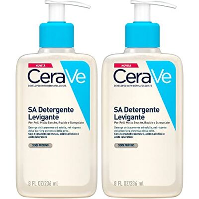 CeraVe 2 x SA Nettoyant Lissage Peaux Très sèches rugueuses et fissurées Action Exfoliante avec acide salicylique urée et 3 céramides essentielles – 2 flacons de 236 ml chacun CeraVe 2 x SA Nettoyant Lissage Peaux Très sèches rugueuses et fissurées Action Exfoliante avec acide salicylique urée et 3 céramides essentielles – 2 flacons de 236 ml chacun